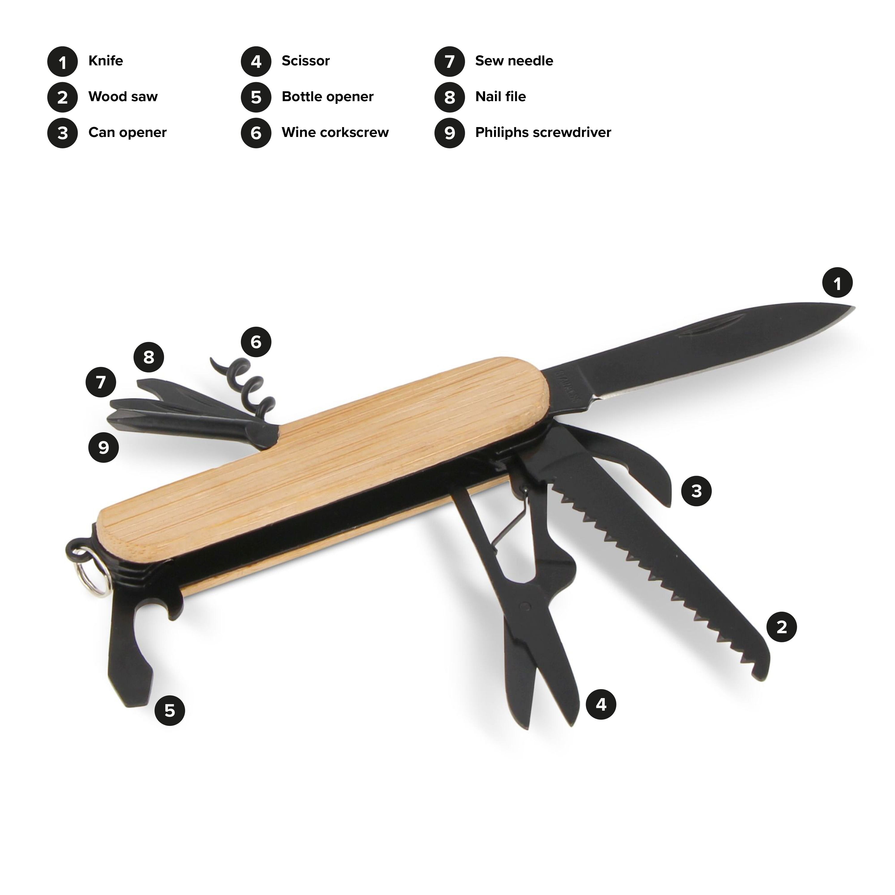 Multi-Tool-Bambus 9 Funktionen - schwarz-285