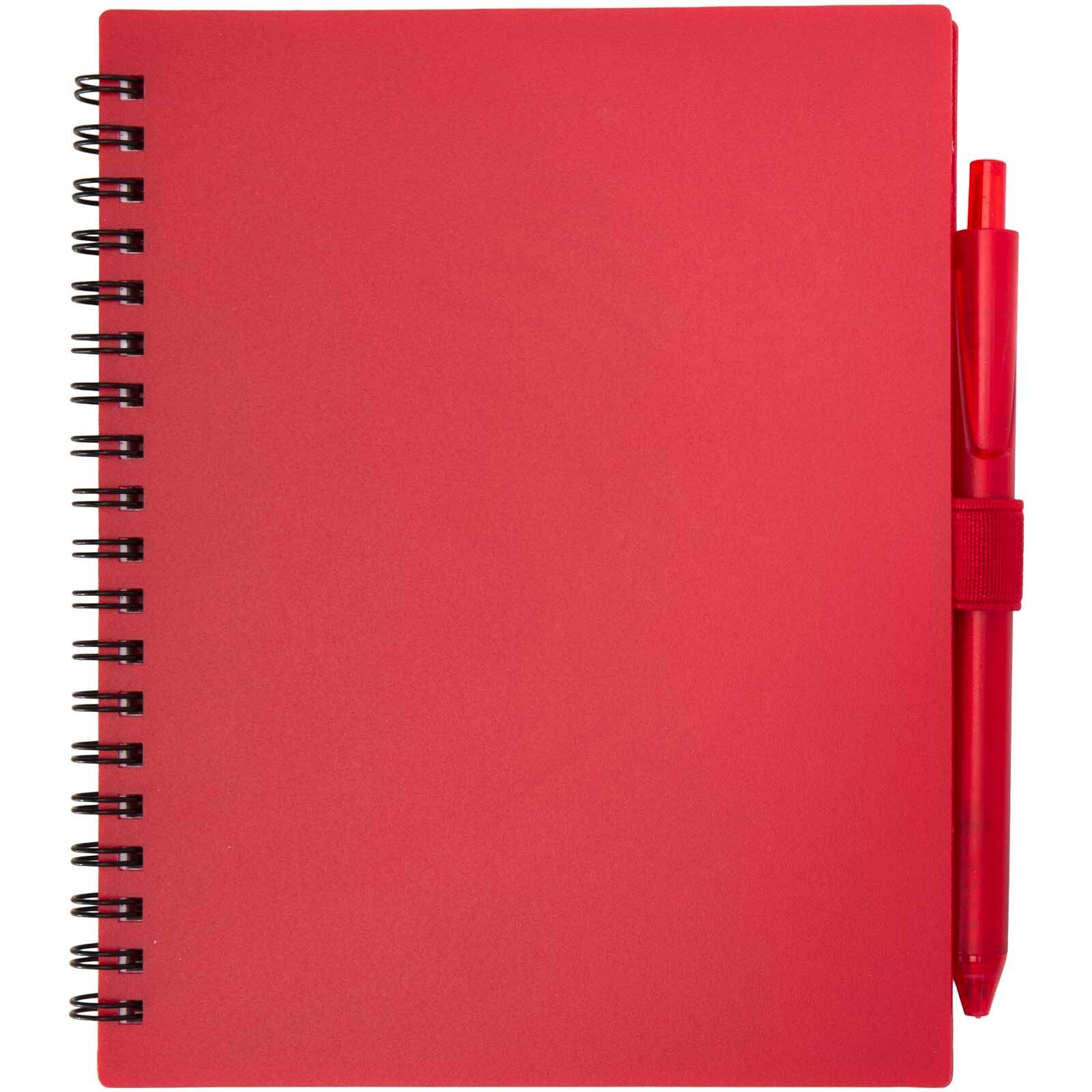 Niove Softcover Notizbuch aus recyceltem Kunststoff mit Kugelschreiber (blaue Mine) - rot-213