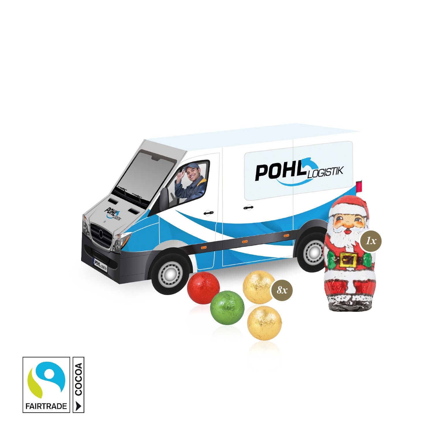 3D Präsent "Transporter" mit Fairtrade Schokolade-272