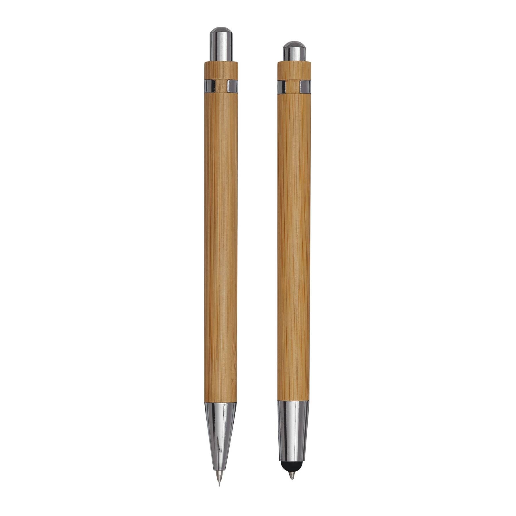 Schreibset DOUBLE BAMBOO - braun - silber-581