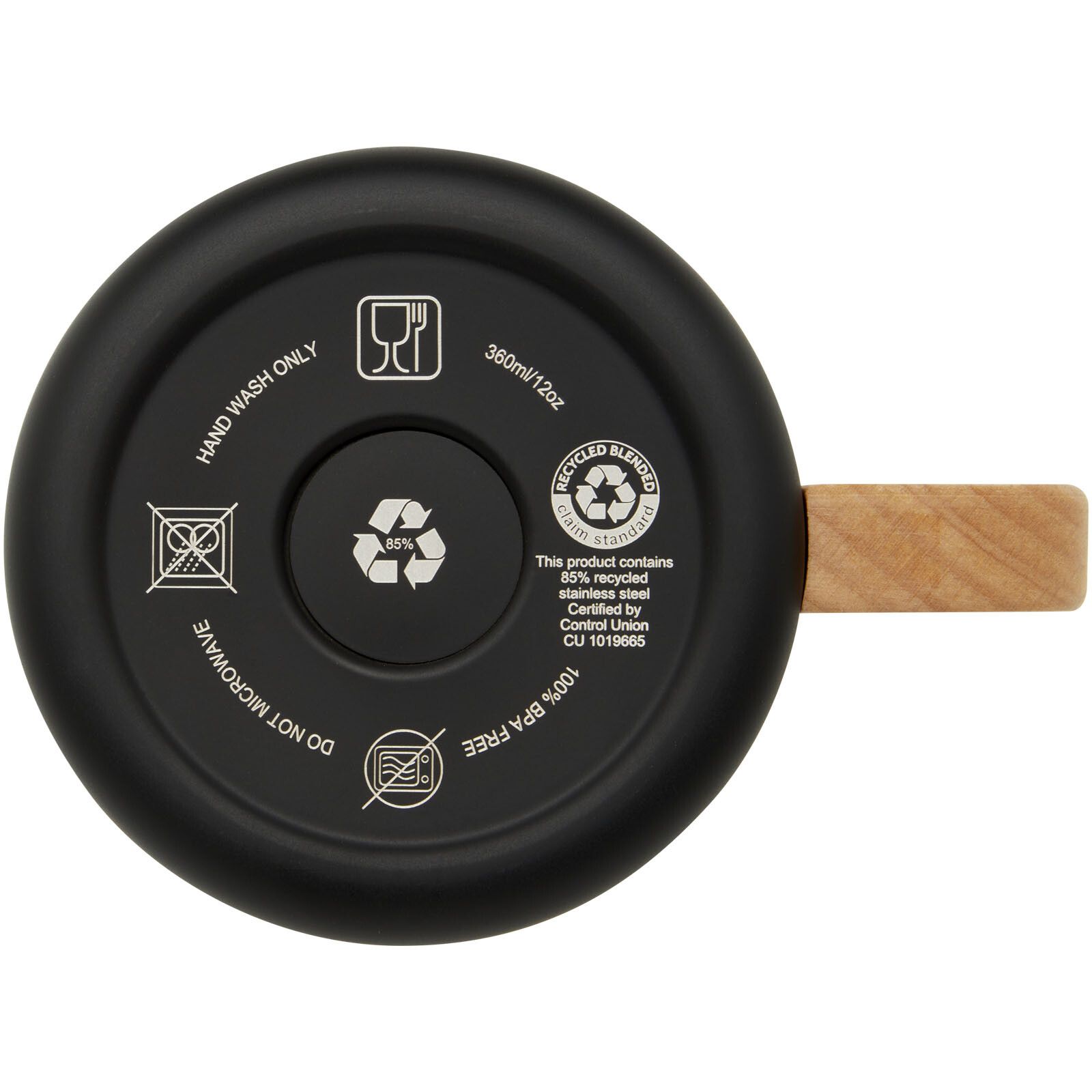 Bjorn RCS-zertifizierter Becher aus recyceltem Edelstahl mit Kupfer-Vakuumisolierung, 360 ml - schwarz-650