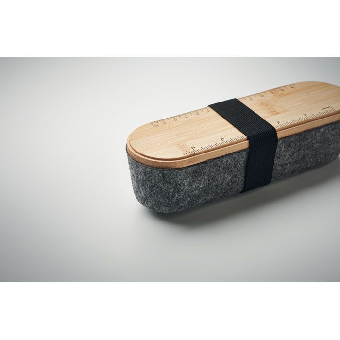 RPET-Filz-Stiftetui mit Deckel MILE - holz-150
