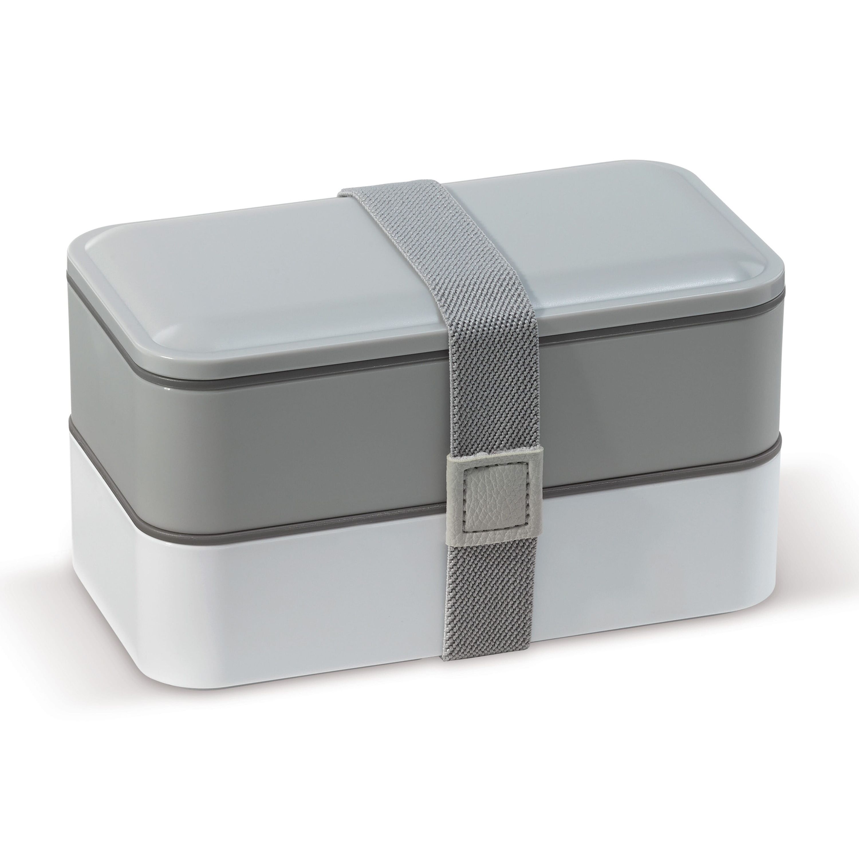 Bento box mit Besteck 1250ml - grau  -  weiss-540
