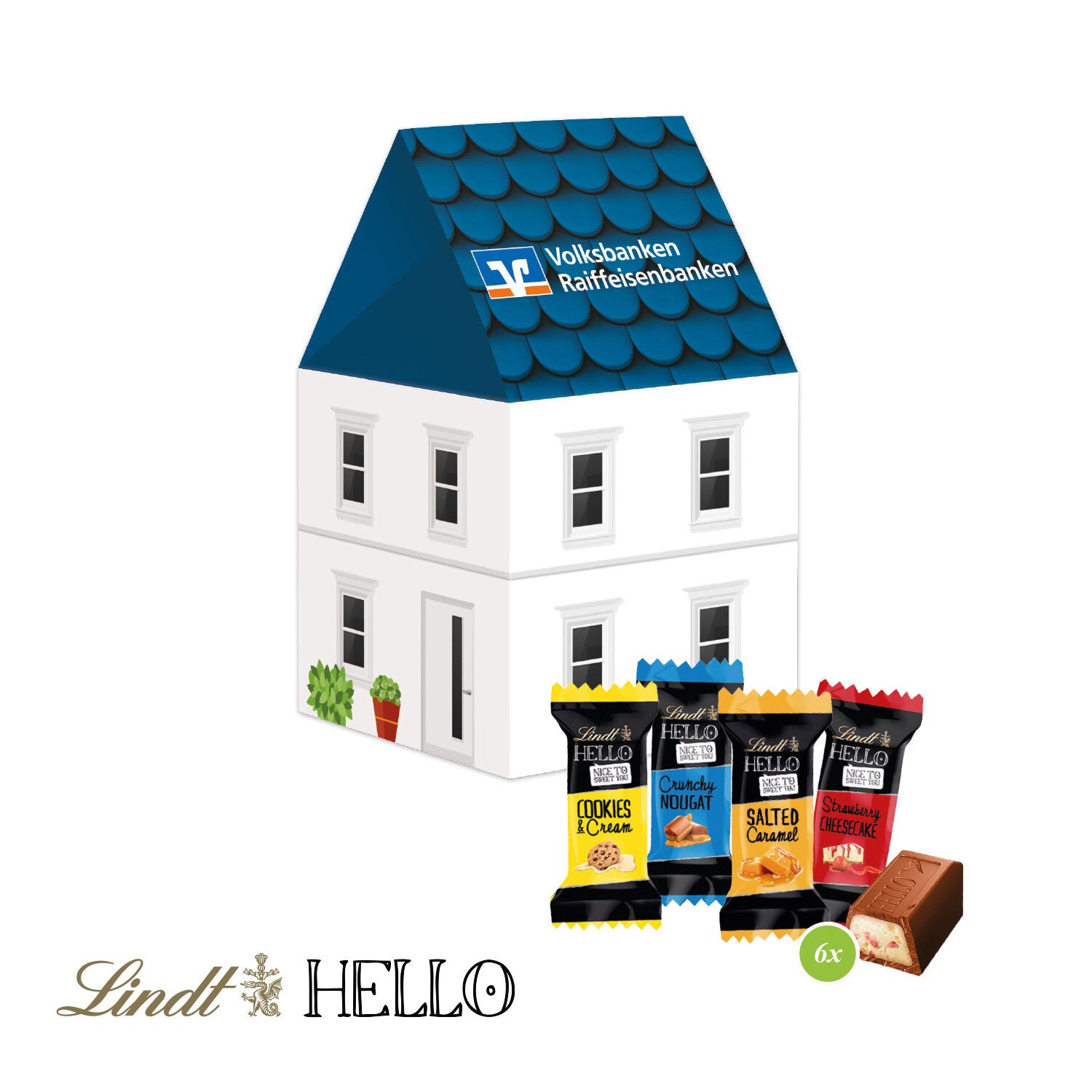 3D Präsent "Haus" mit Lindt Hello Mini-198