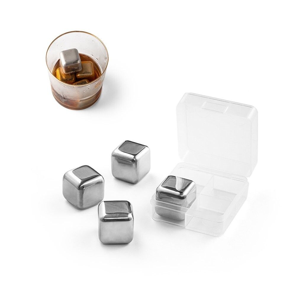 GLACIER Set mit wiederverwendbaren Würfeln aus rostfreiem Stahl - silber-903