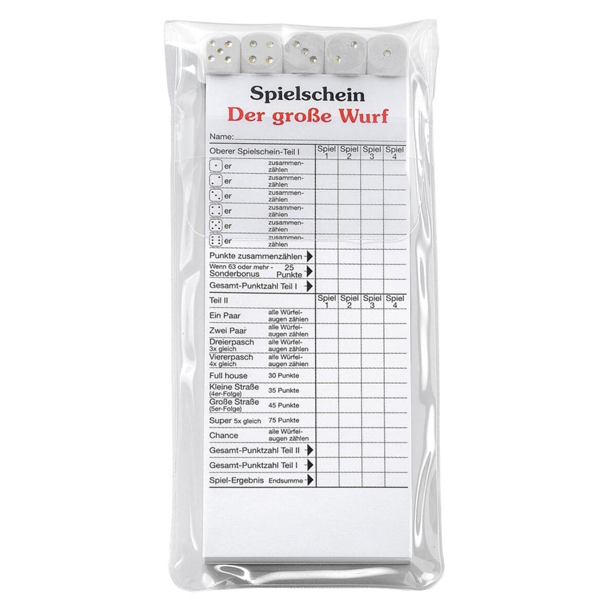 Würfelspiel Der große Wurf im Etui - weiß-923
