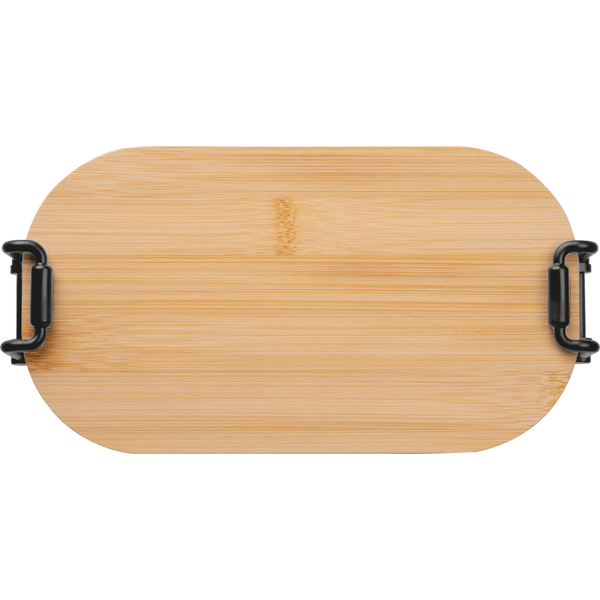 Lunchbox mit Bambusdeckel und Bügelverschluss JAVIER - schwarz-674
