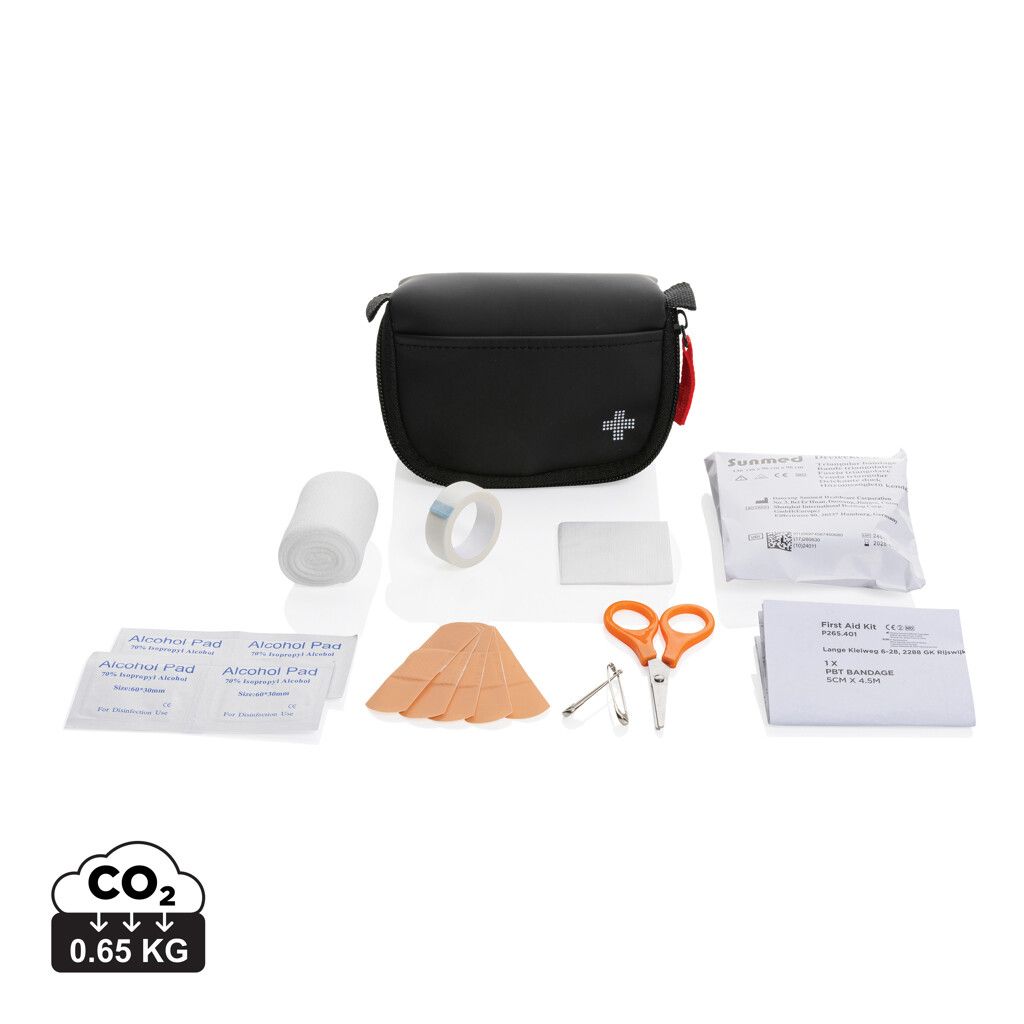 Kleines Erste-Hilfe-Set in RCS recycelter Nubuk-PU Tasche - schwarz-359