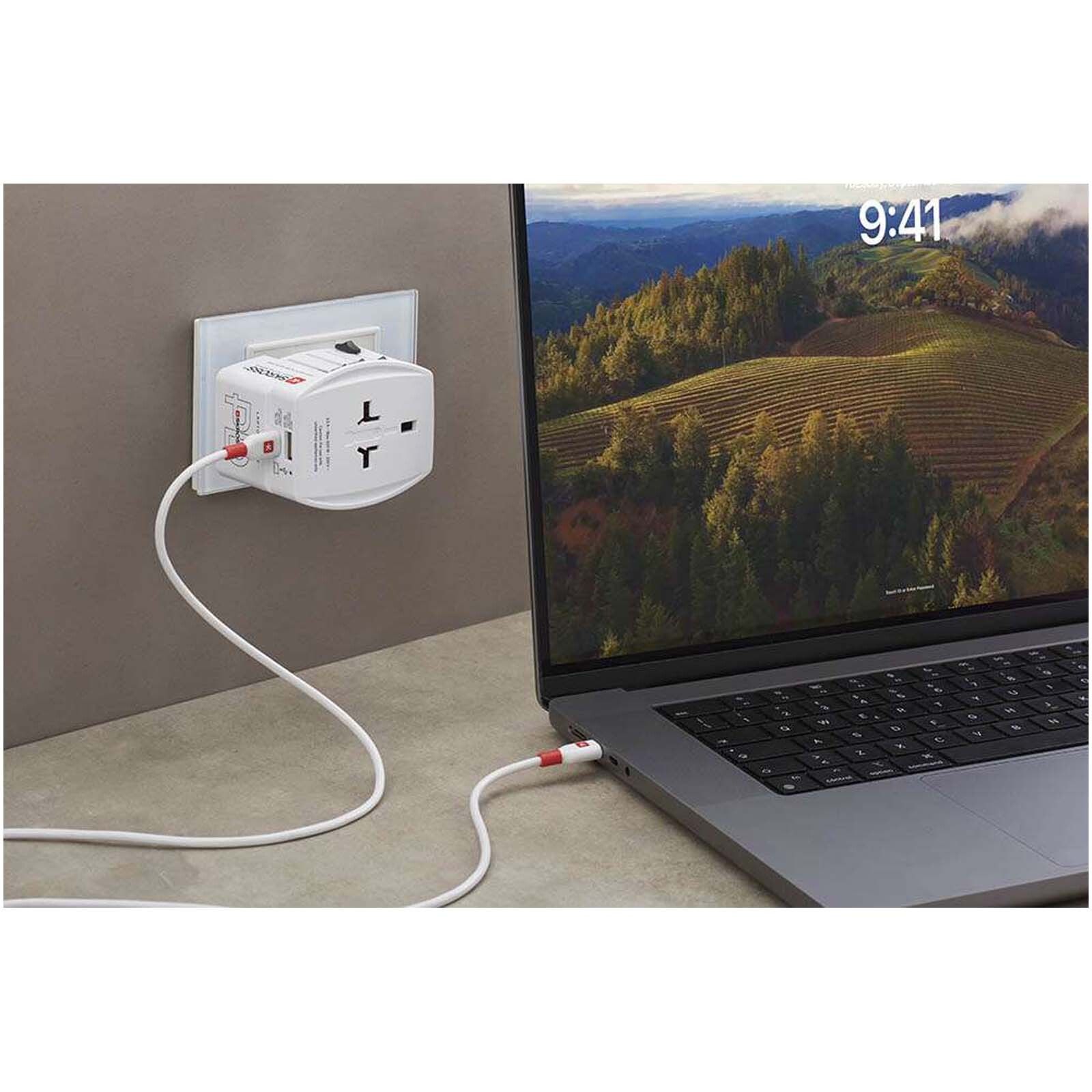 SKROSS MUV AC65PD Reiseadapter mit USB-C Kabel  - weiss-494
