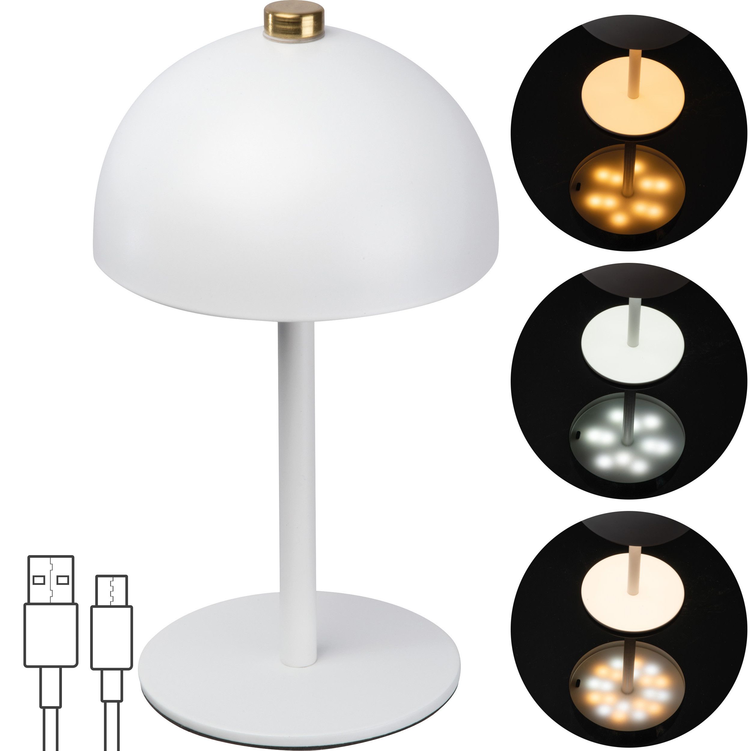 Tischlampe aus Edelstahl  - weiß-239