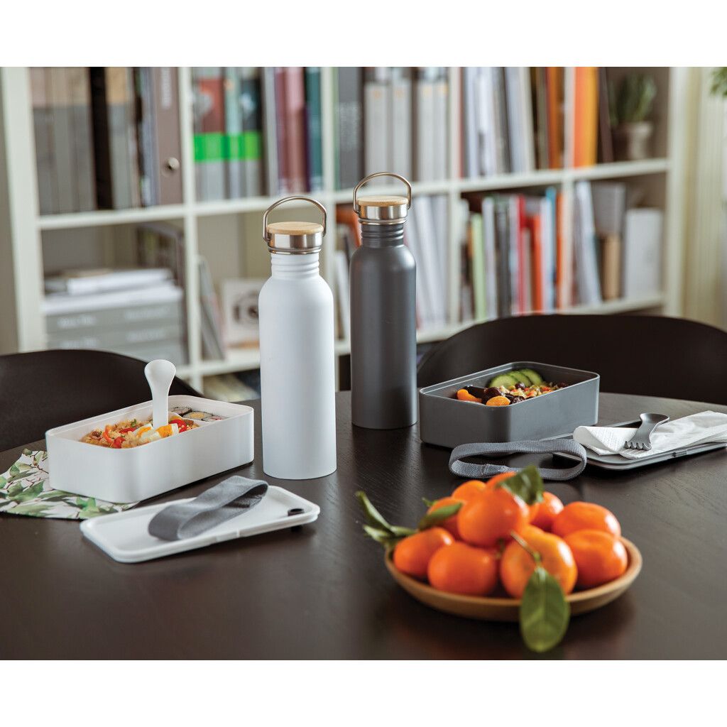 PP Lunchbox mit Göffel - weiß-890