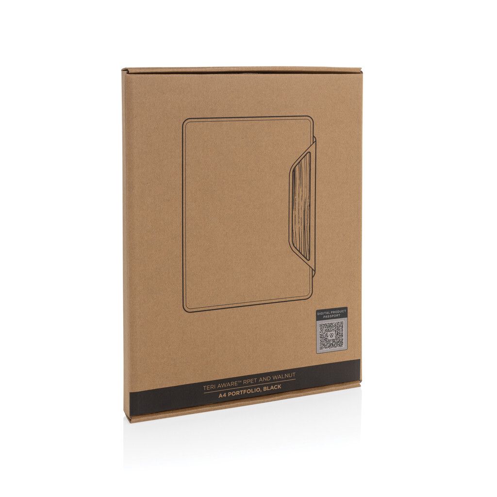 Teri AWARE™ A4 Portfolio aus RPET und Walnuss - schwarz-582