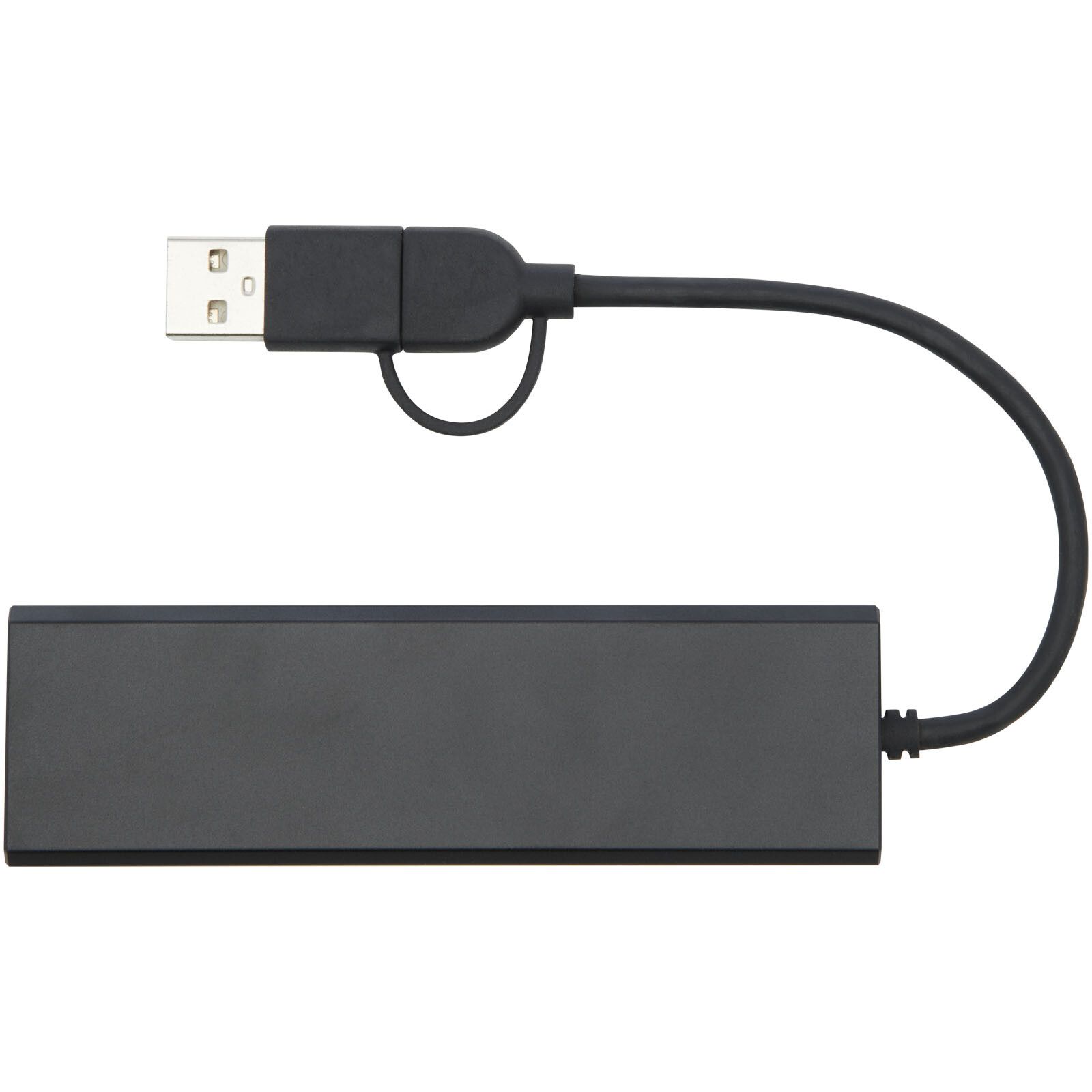 Rise USB 2.0 Hub aus recyceltem RCS Aluminium - schwarz-870