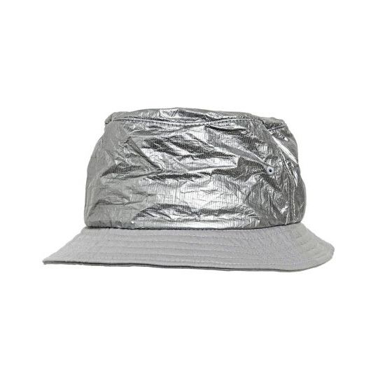 Crinkled Paper Bucket Hat - silver-907