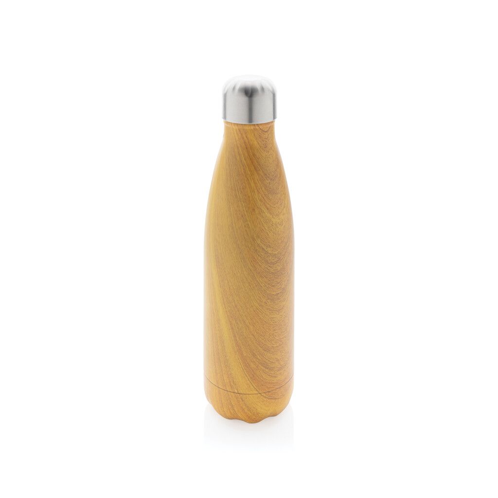 Vakuumisolierte Stainless Steel Flasche mit Holzoptik - gelb-387