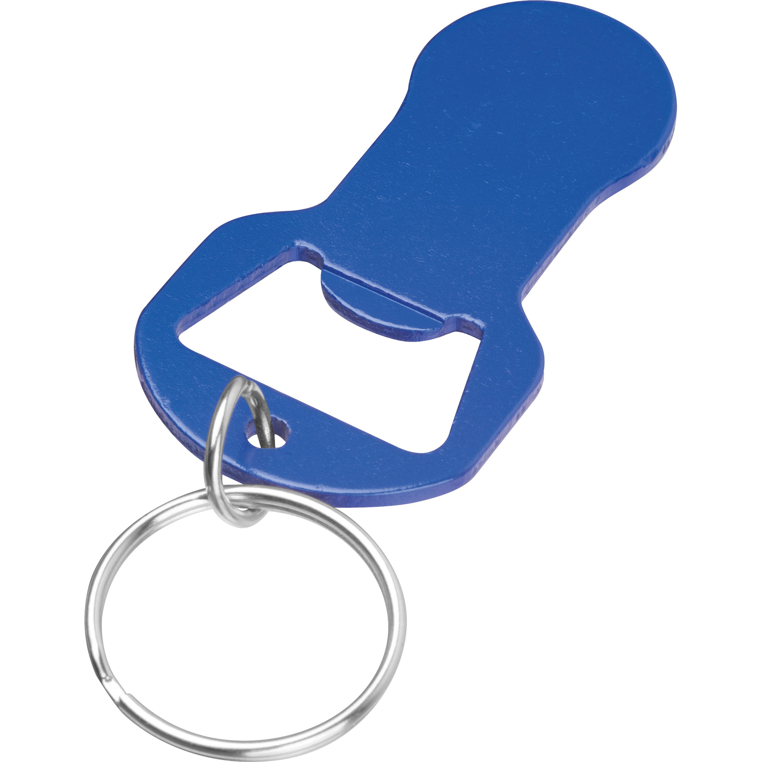 Recycelter Alu Schlüsselanhänger mit Einkaufswagenlöser und Flaschenöffner OLIVER  - blau-109
