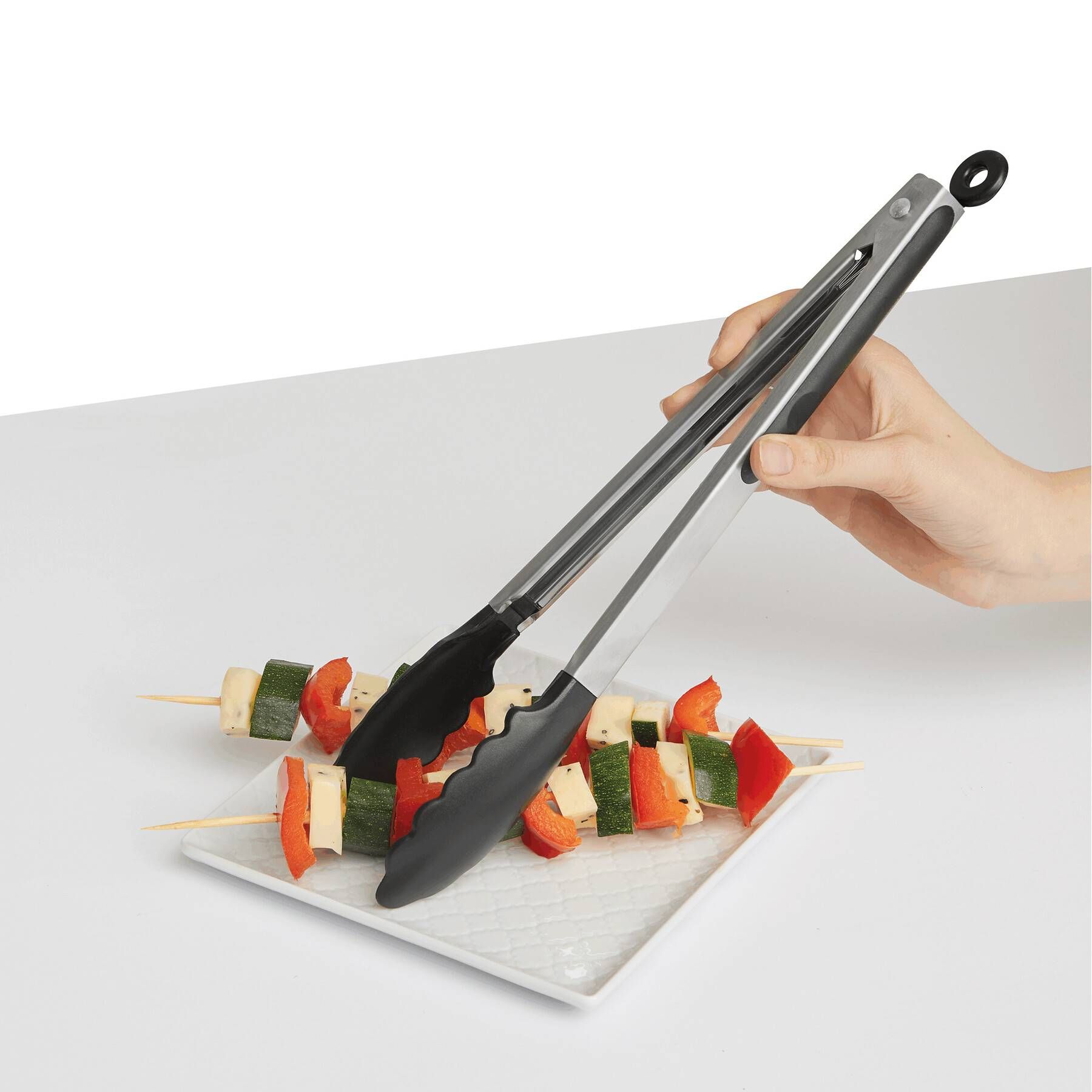 Edelstahl-Grillzange GRIP - schwarz - silber-610