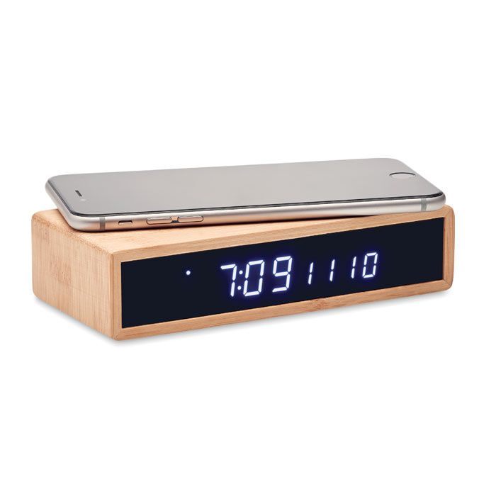 Tischuhr mit Ladestation MORO - holz-85