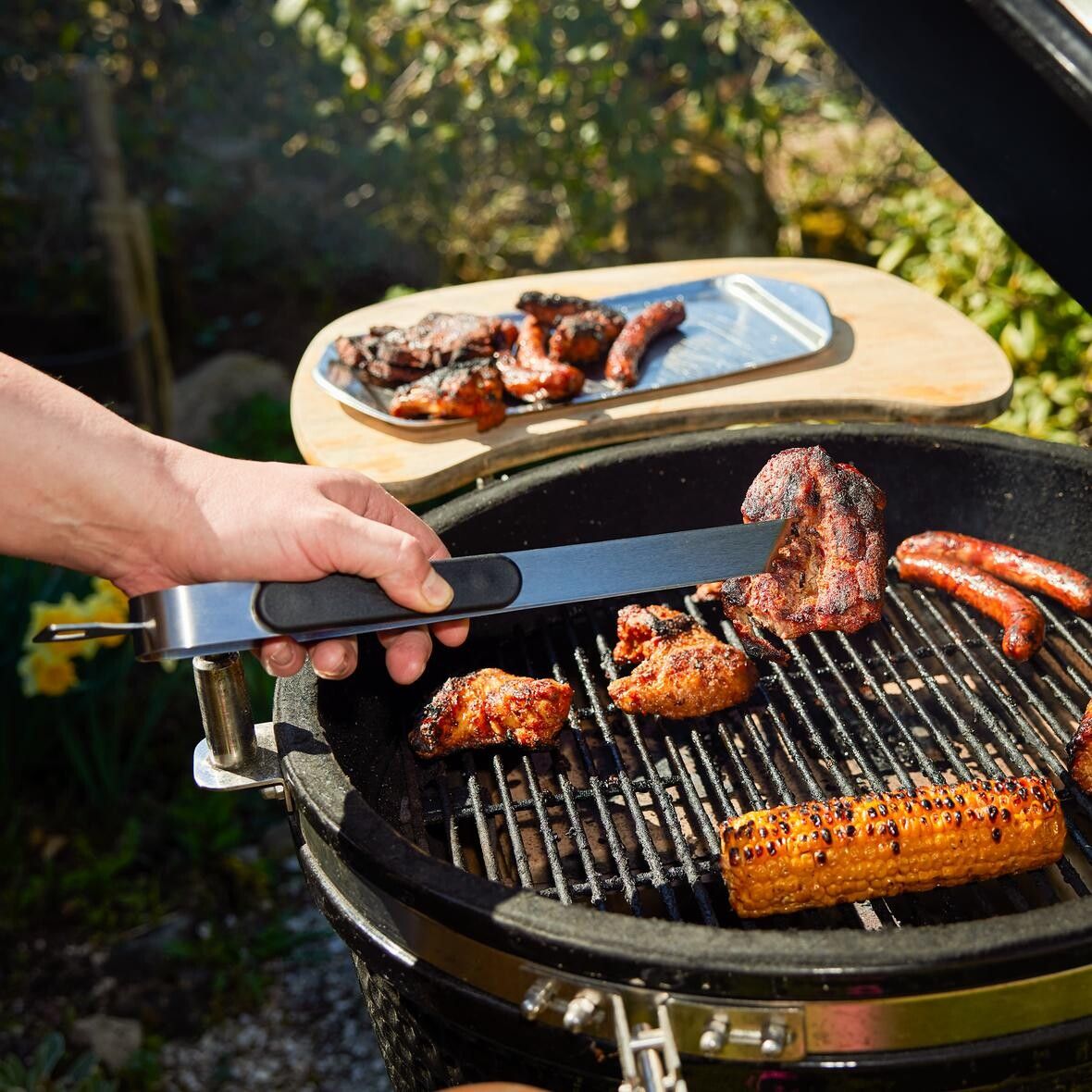 Grillzange Opener mit Kapselheber, 35 cm - grau-275