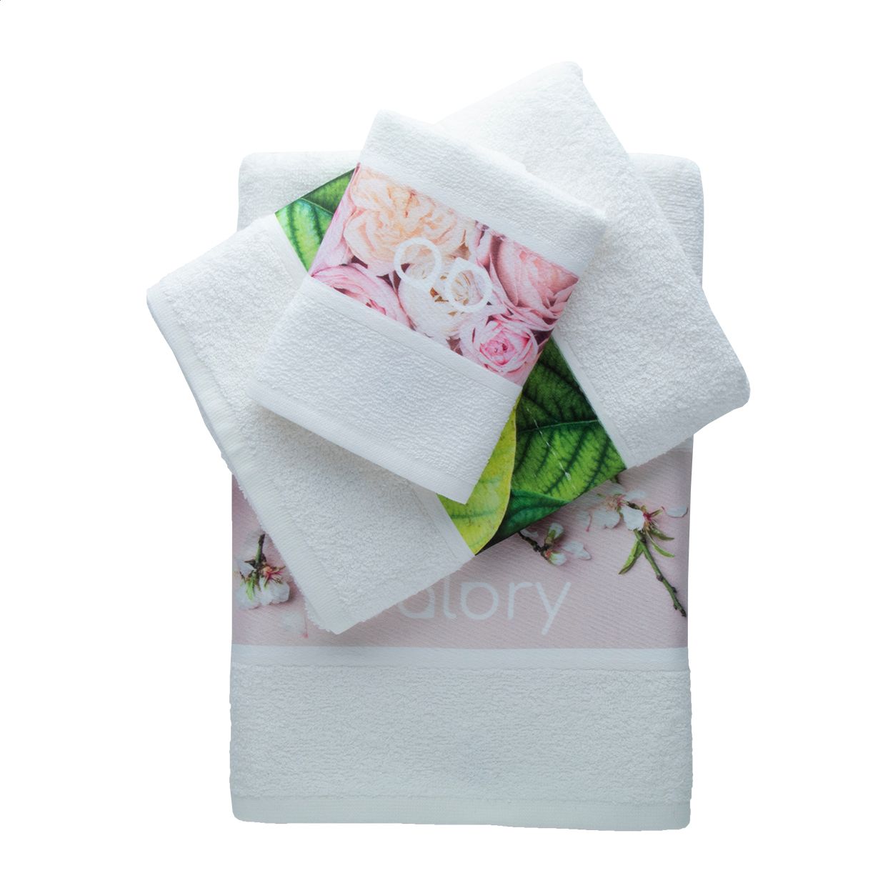 Subowel L Tuch mit Sublimationsdruck - weiß-386