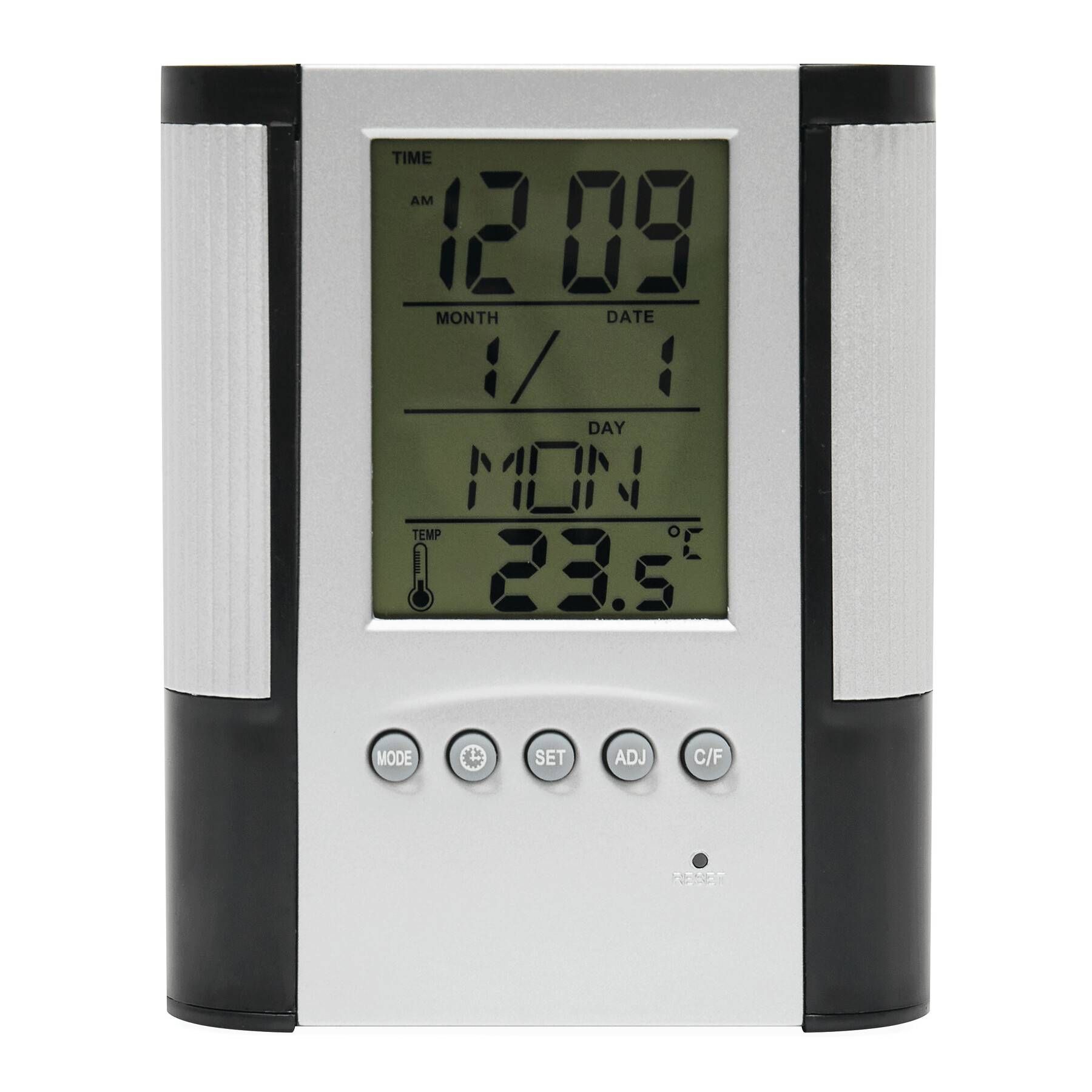 LCD-Wecker BUTLER - schwarz - silber-497