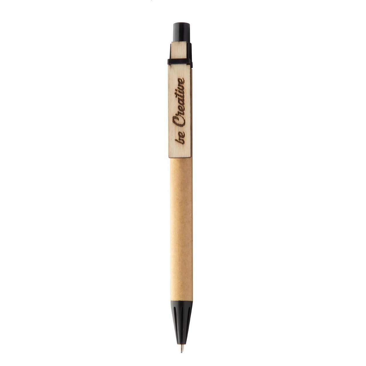 Kugelschreiber CreaClip Eco - schwarz - natur-606