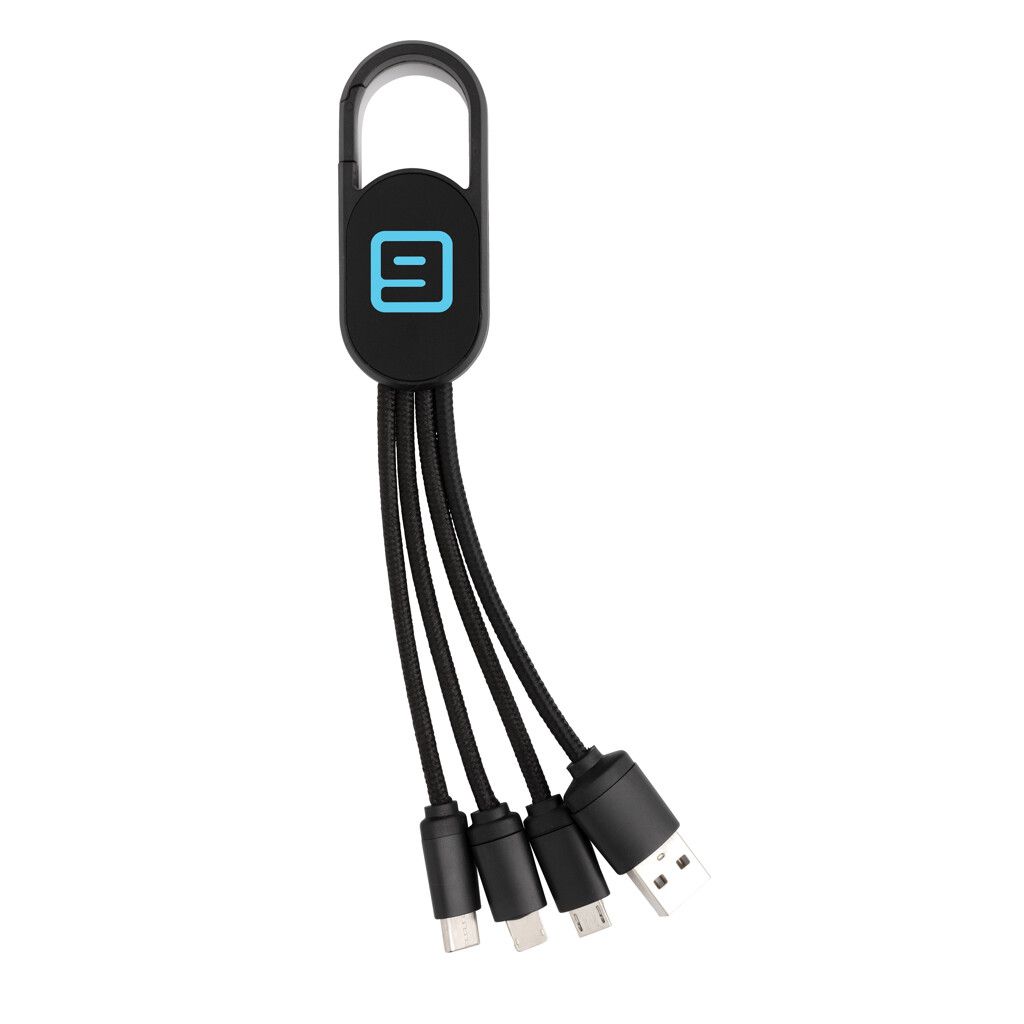 4-in-1 Kabel mit Karabiner-Clip - schwarz-437