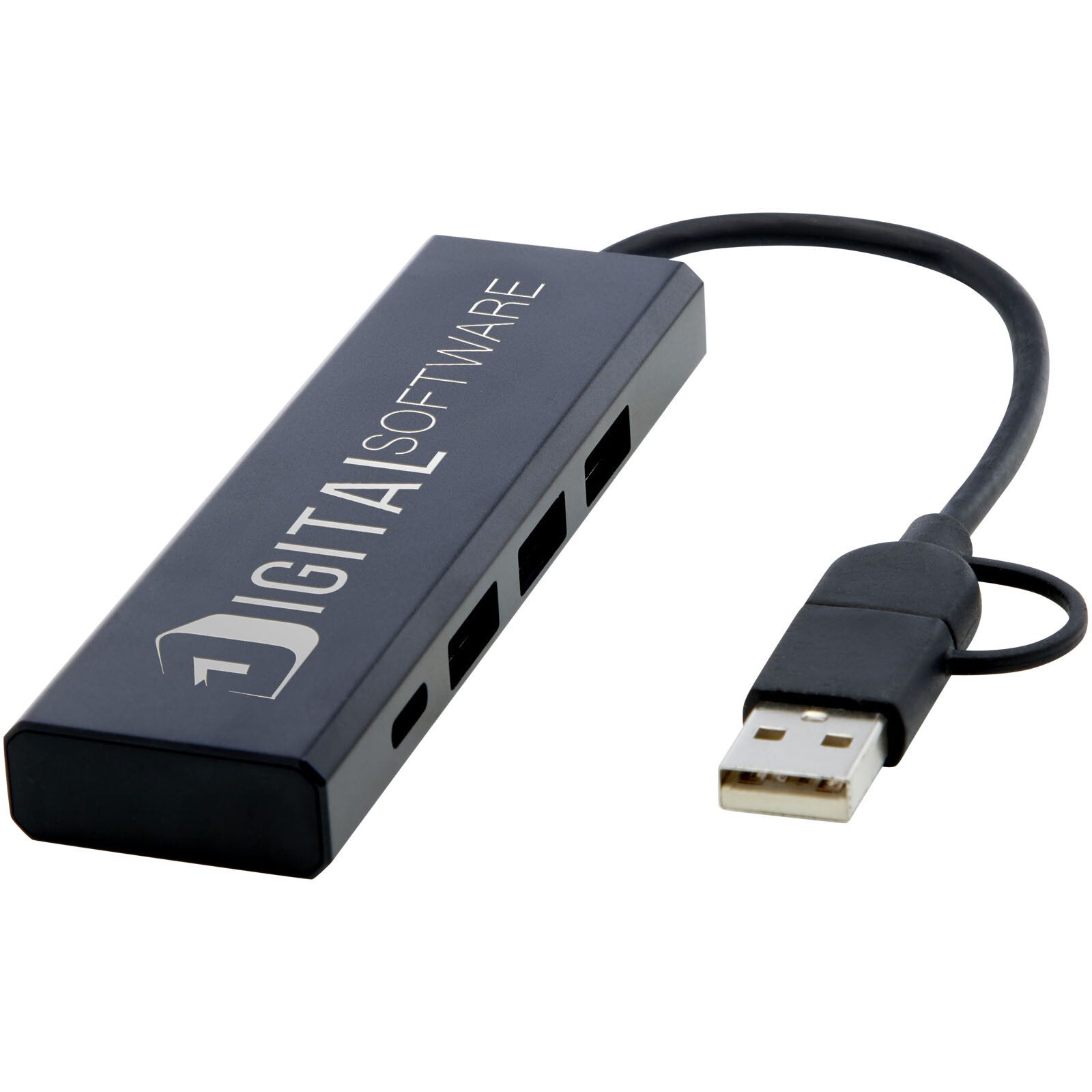 Rise USB 2.0 Hub aus recyceltem RCS Aluminium - schwarz-739