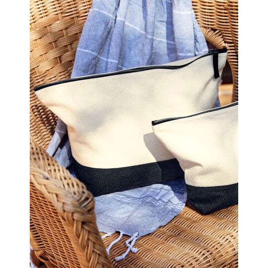 Dipped Base Canvas Accessory Bag - natural - navy-941