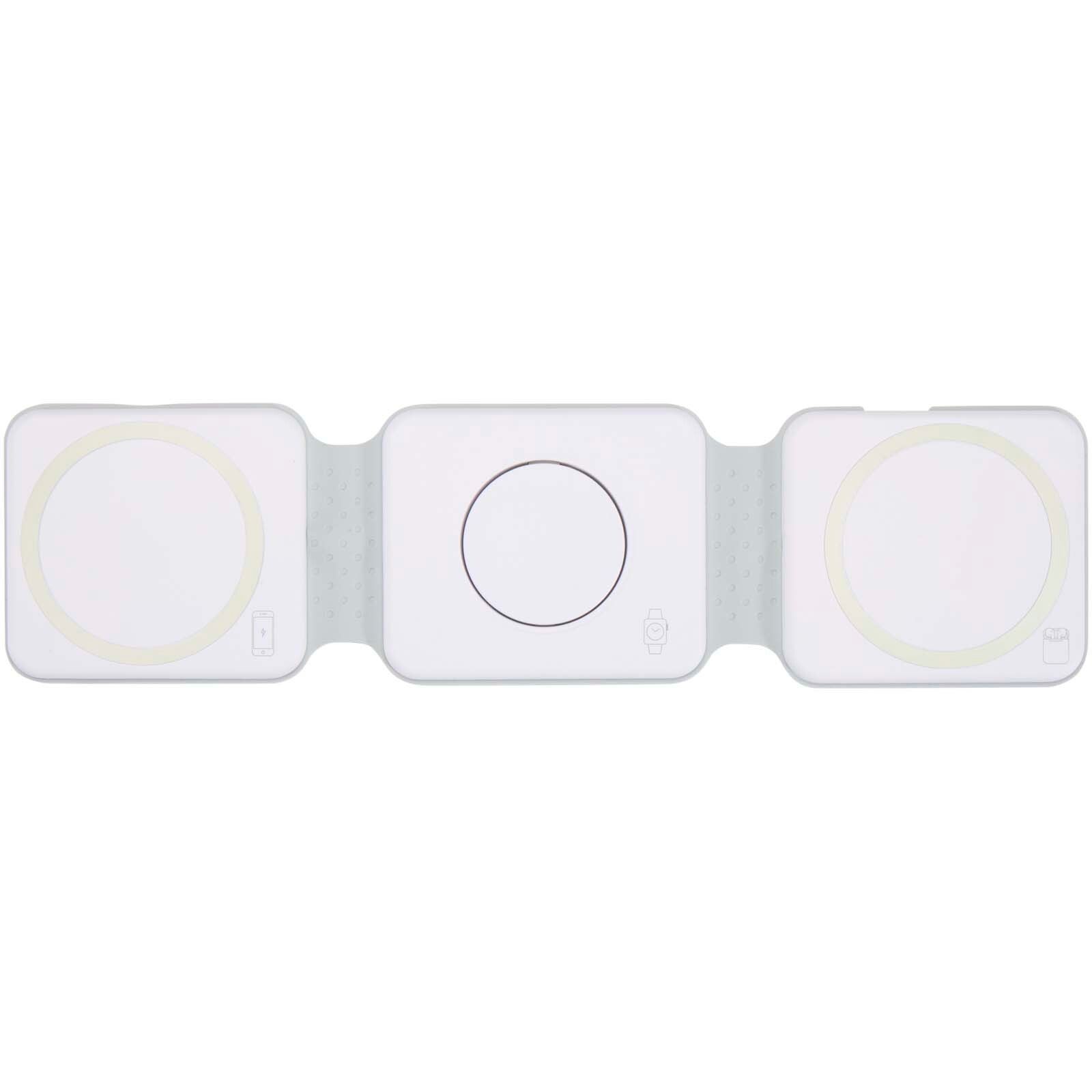 Armus 15 W 3-in-1 zusammenklappbares kabelloses Ladegerät aus recyceltem Kunststoff - weiss-689