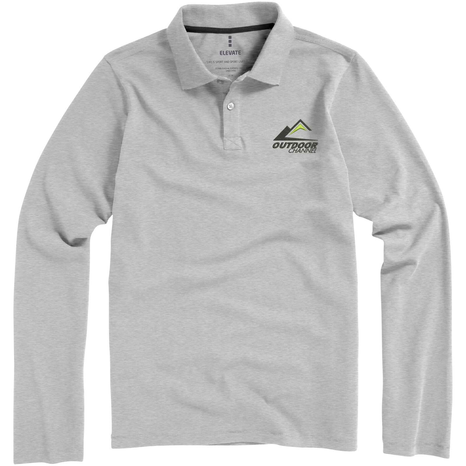 Oakville Langarm Poloshirt für Herren - grau meliert - XL-168