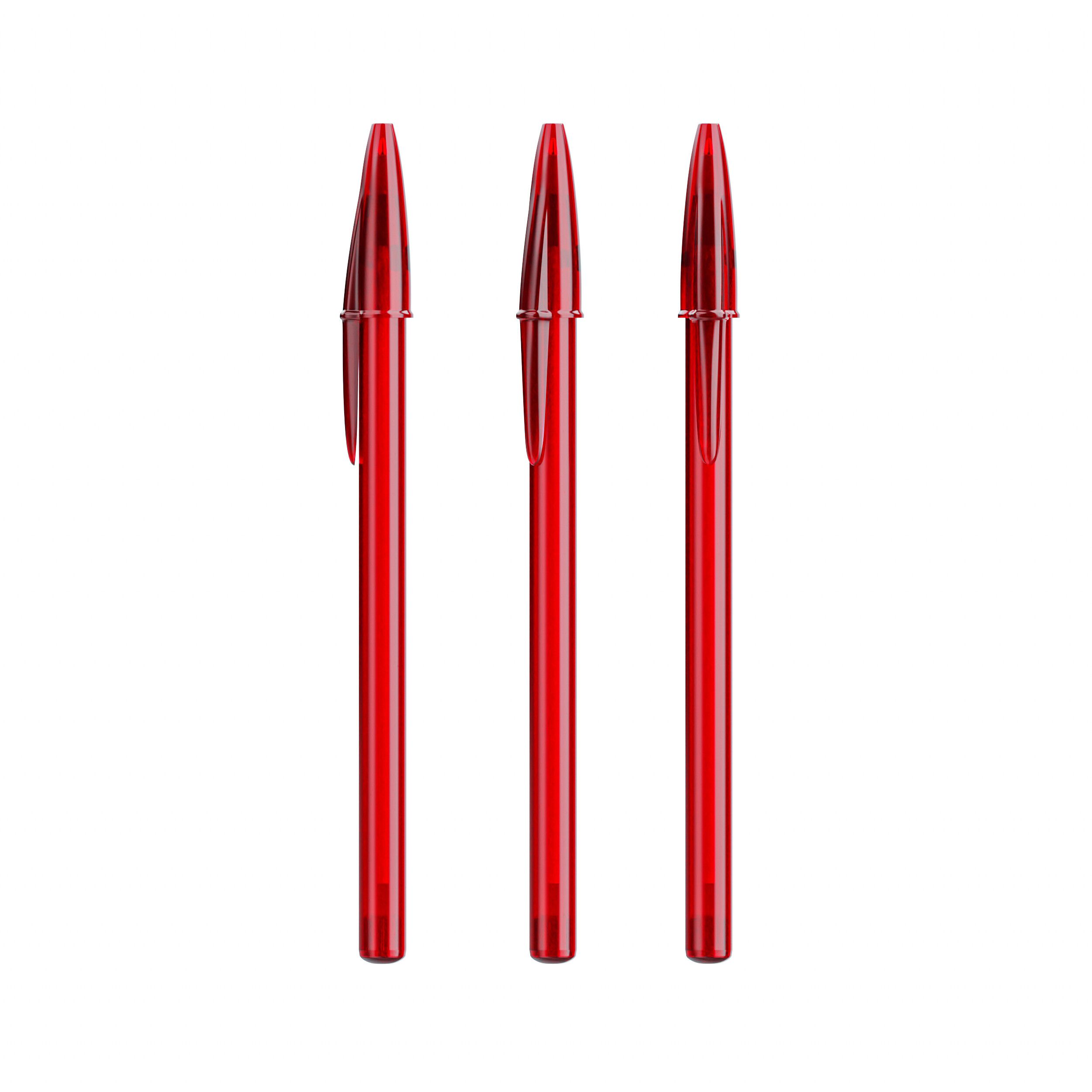 BIC® Style Ballpen, Mine blau - transparent rot - transparent rot-429