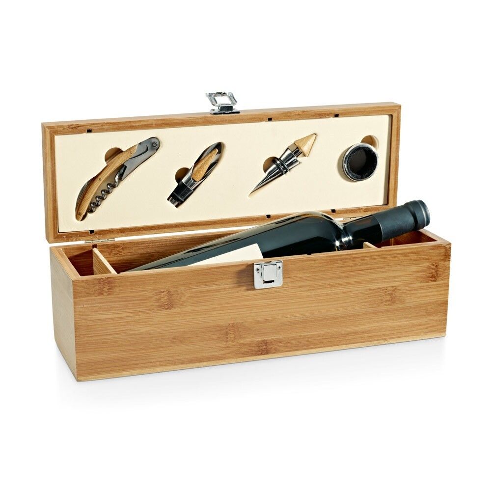 SYRAH Weinkasten aus Bambus, Zink und Edelstahl - natur-697