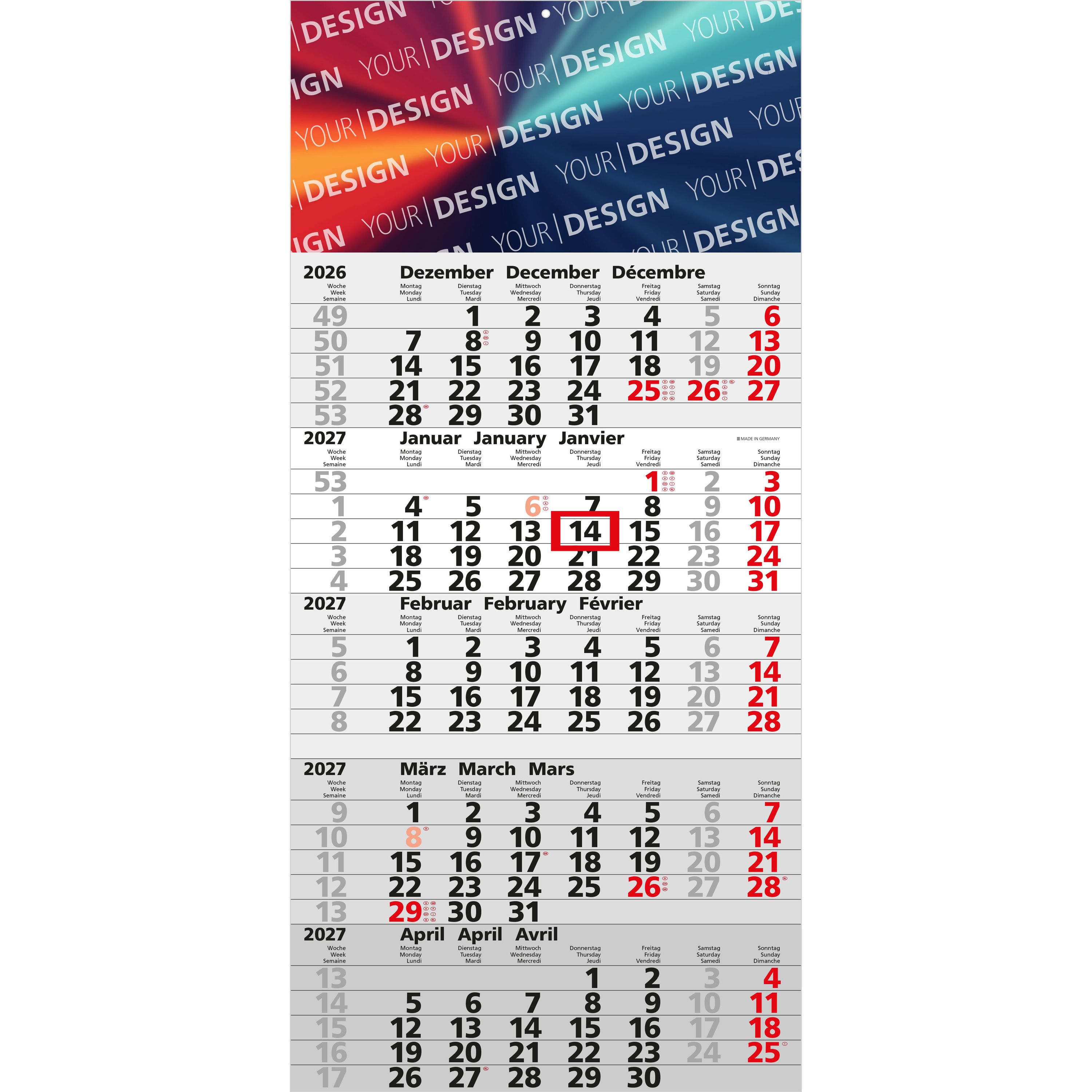 5-Monatskalender Einblatt Quintus 5-498