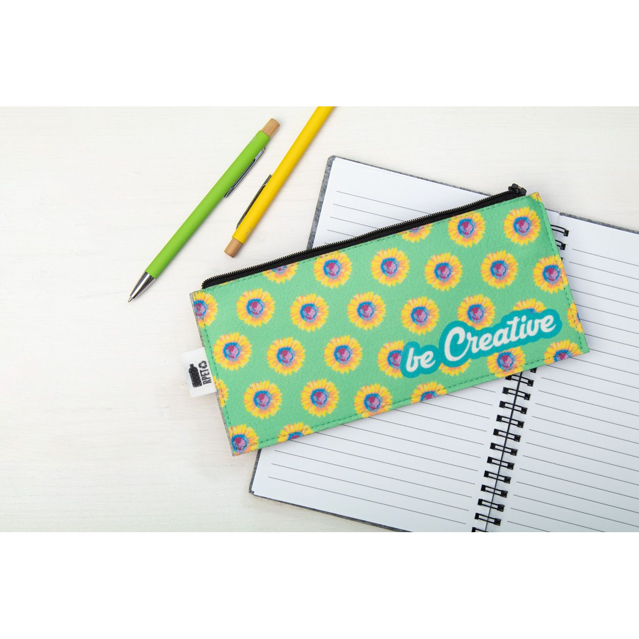 CreaFelt Pen Zip individuelle RPET Stiftetasche - weiß - grau-625