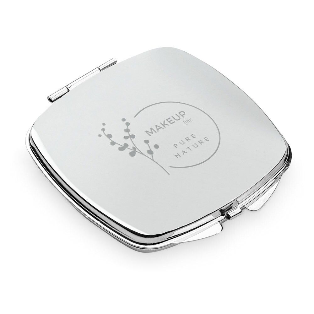 SHIMMER Doppelter Taschenspiegel aus Metall - silber-333