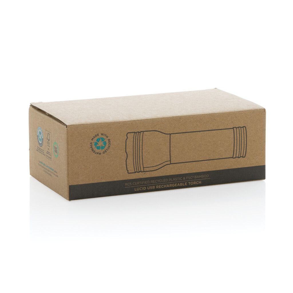 Lucid 3W Taschenlampe aus RCS recycelt. Kunststoff & Bambus - schwarz-973