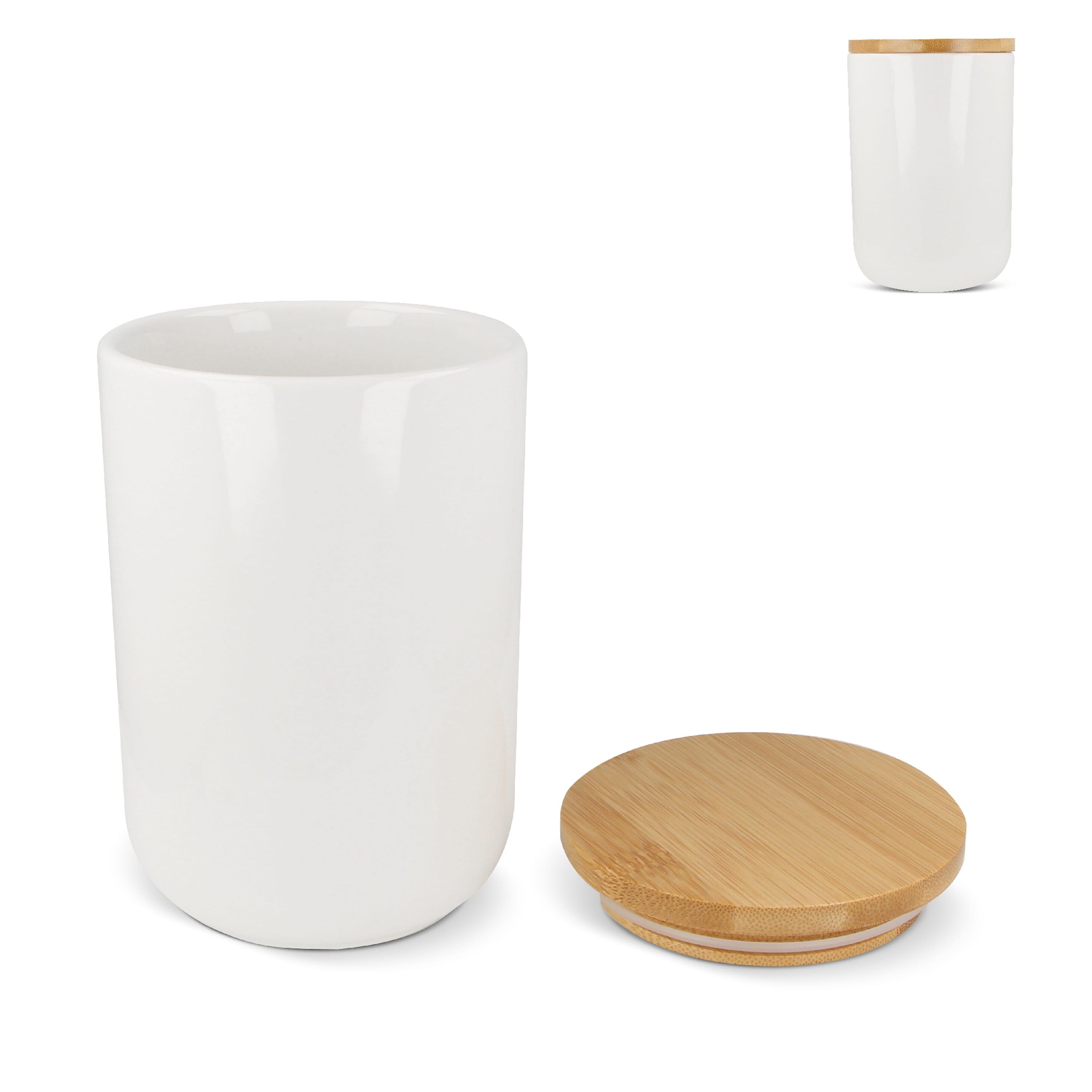Vorratsdose Keramik & Bambus 900ml - weiss-499