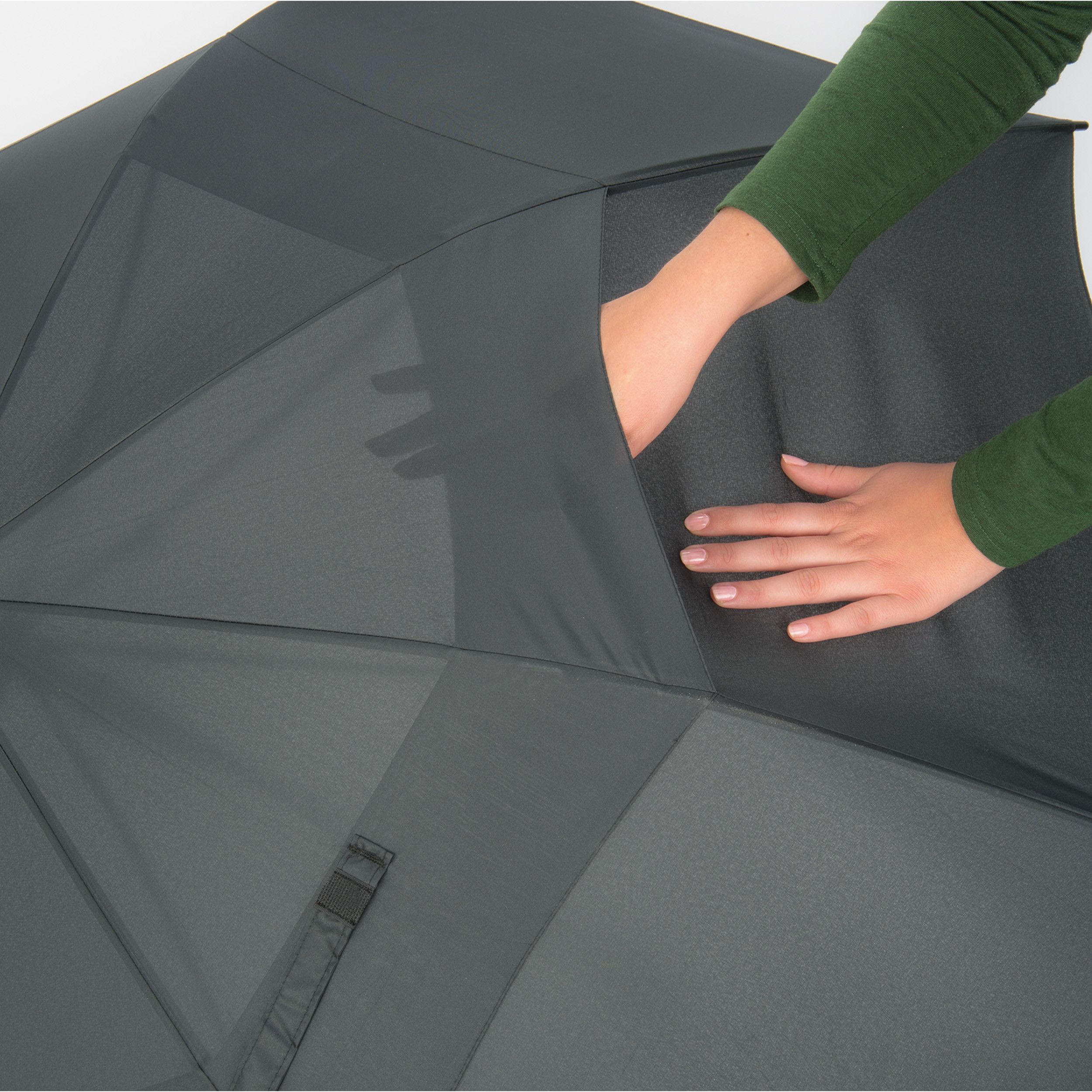 Golfschirm aus Pongee mit Windfang - schwarz-595