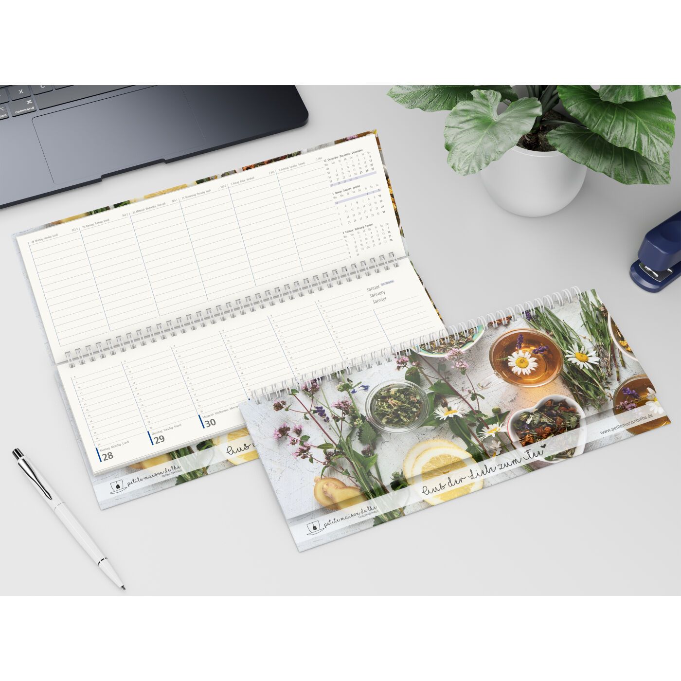 Tisch-Querkalender Compact RECYCLING, Hardcover Naturpapier-834