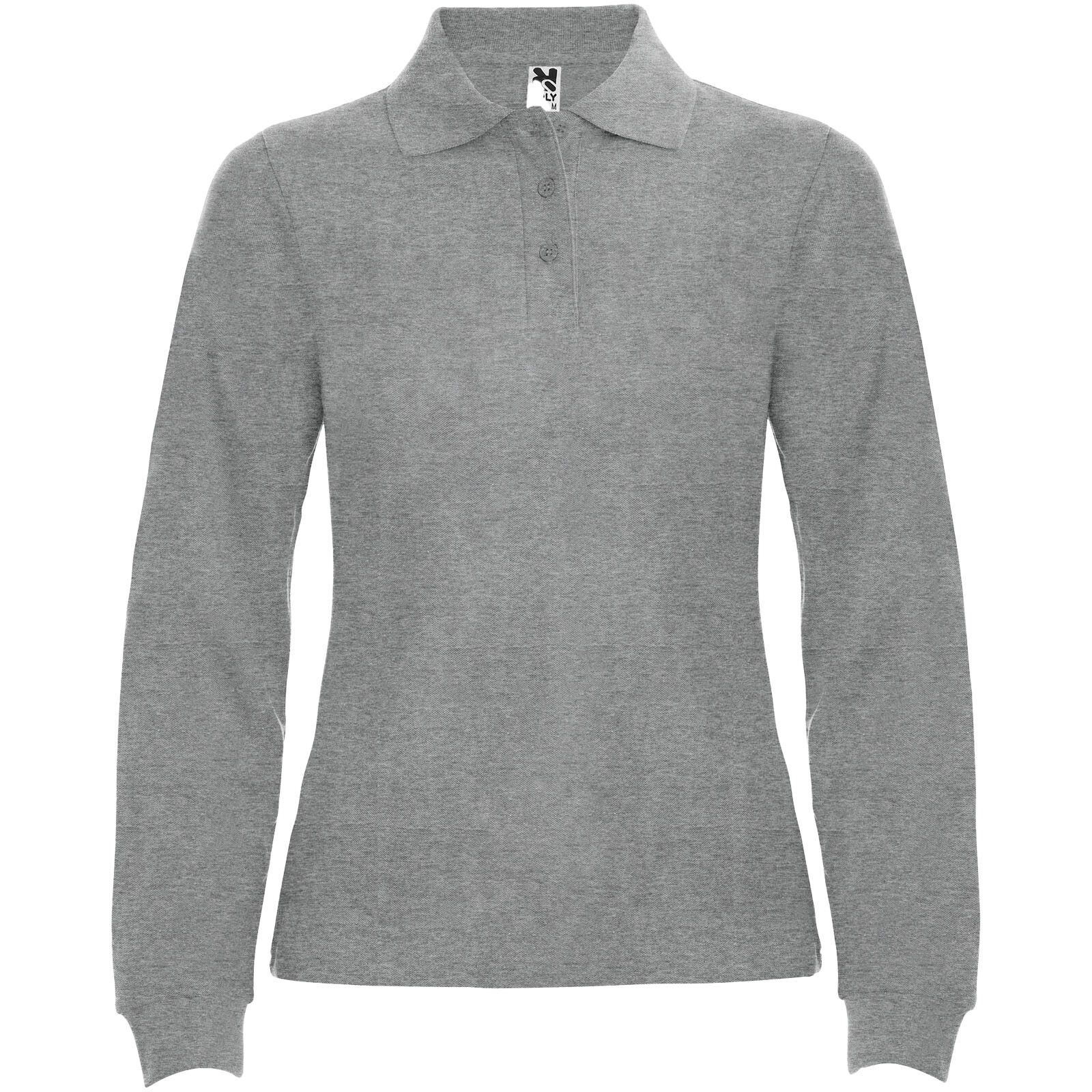 Estrella Langarm Poloshirt für Damen - marl grau - S-127