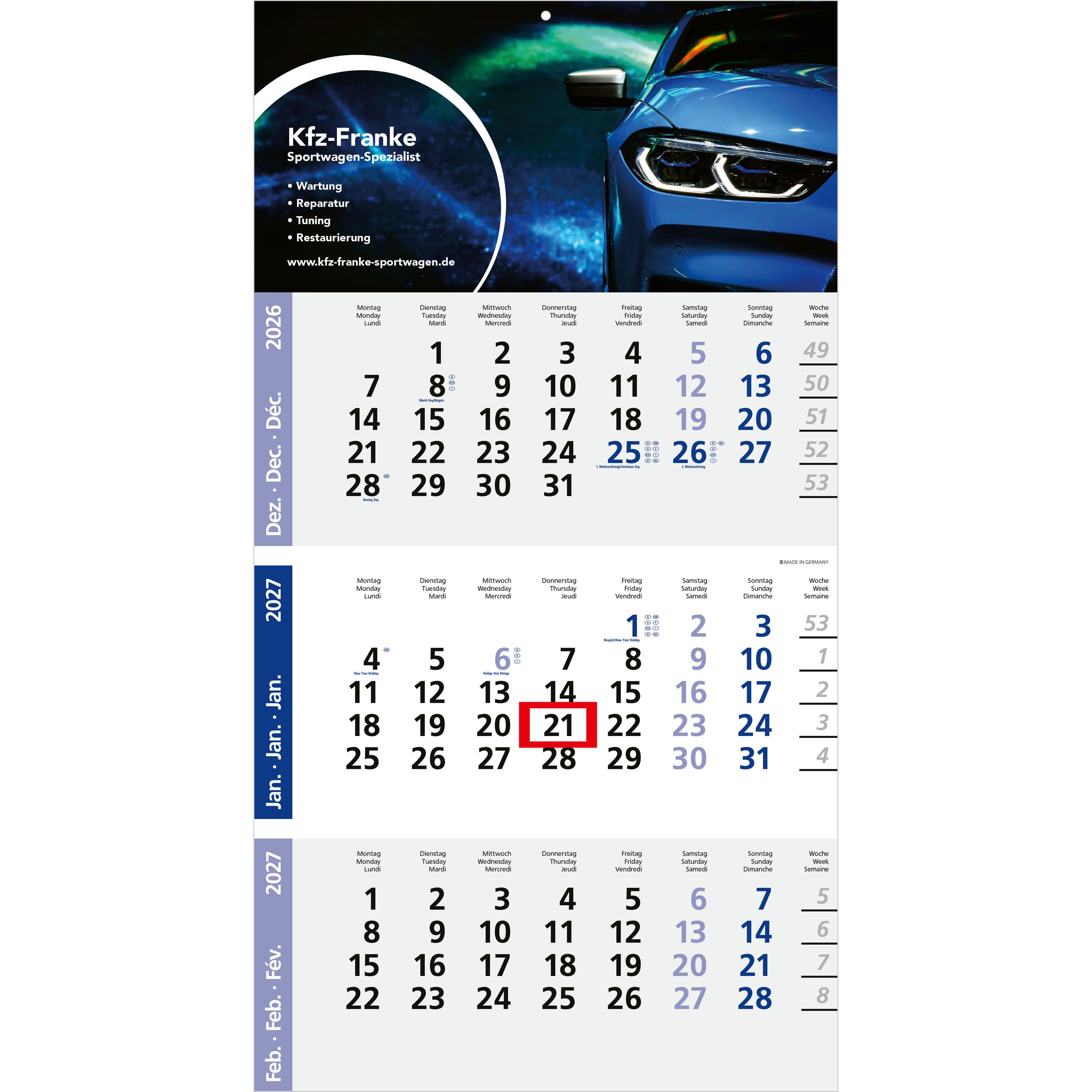 3-Monatskalender Einblatt Logic 3 Post A-789