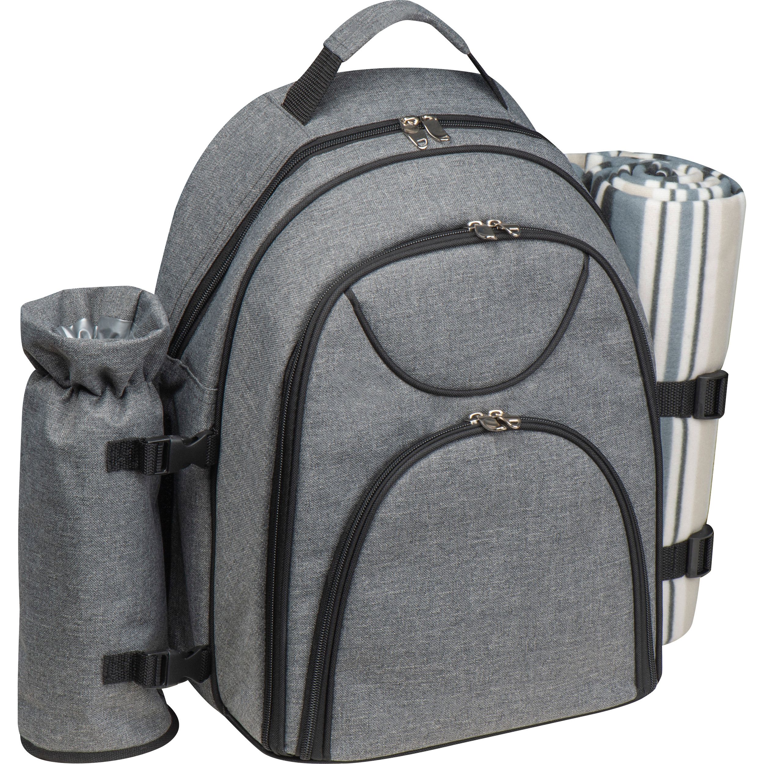 Picknickrucksack für 4 Personen mit Picknickdecke - anthrazit-672