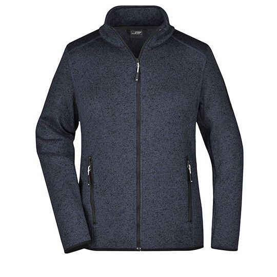Ladies´ Knitted Fleece Jacket - dark grey melange - silver solid-561
