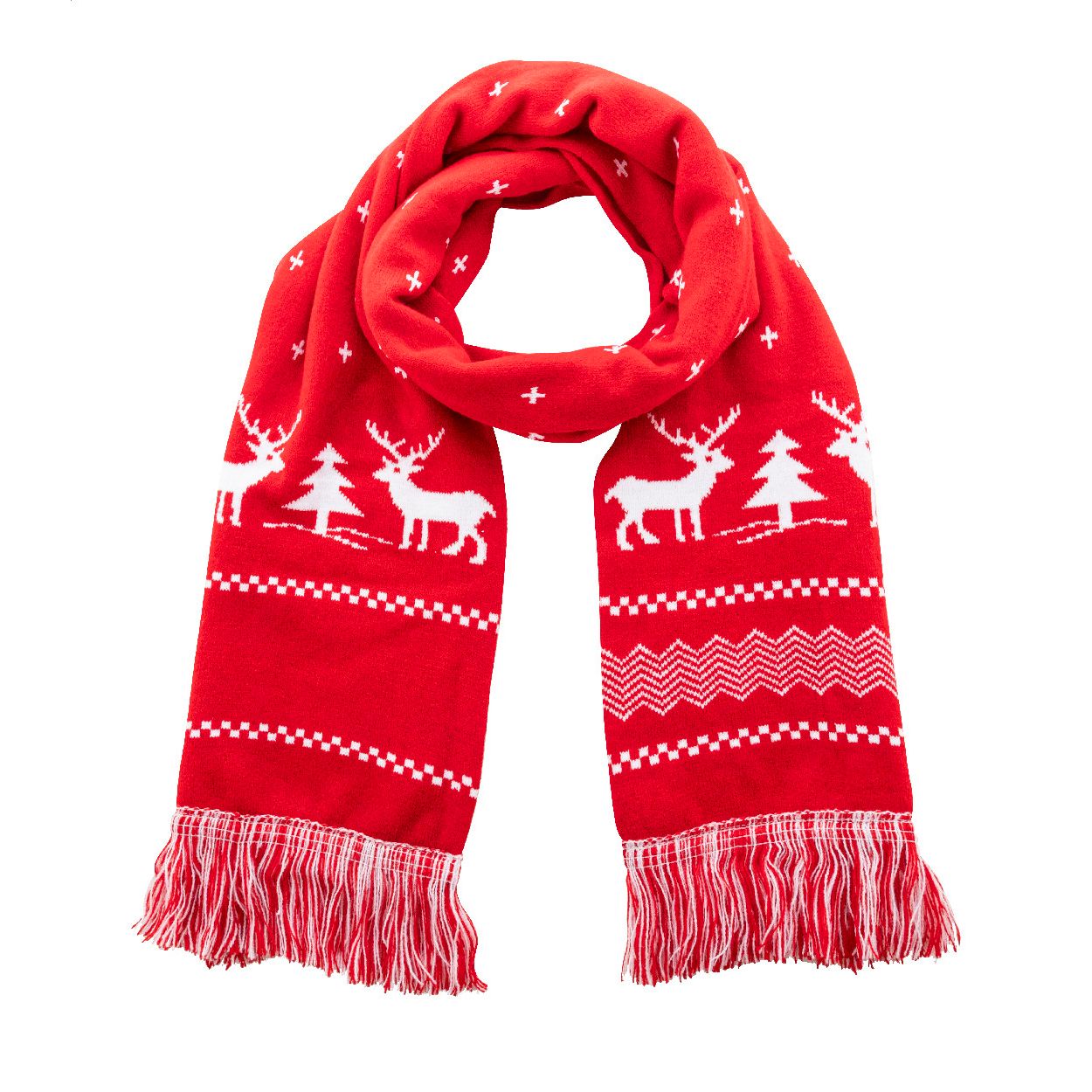 Skandihals Weihnachts-Winterschal - rot-543