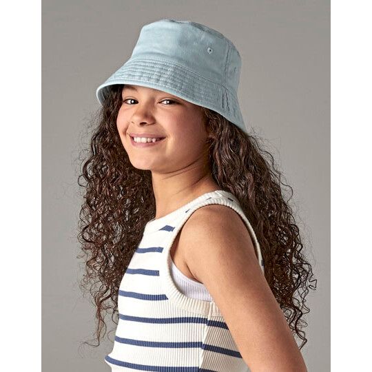 Junior Organic Cotton Bucket Hat - powder blue-429