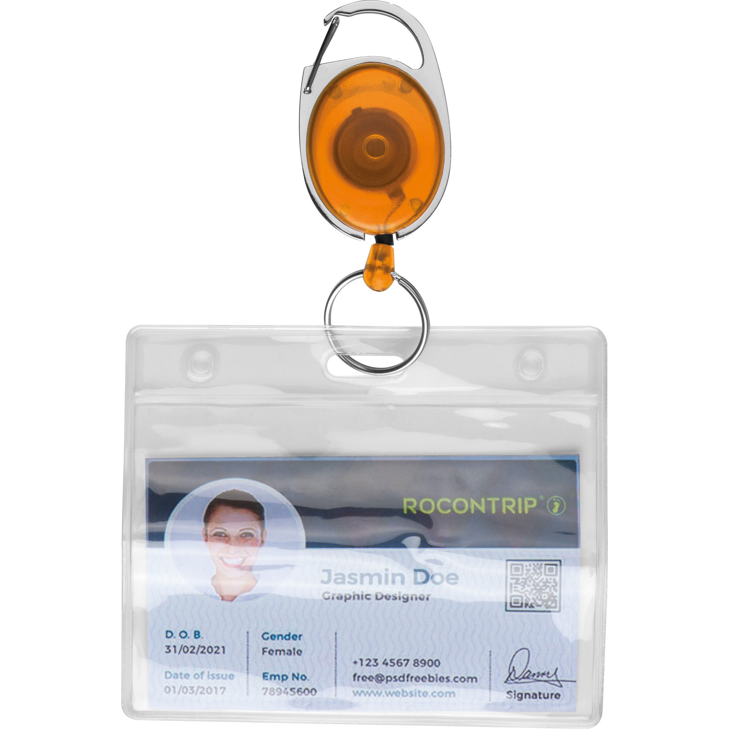 Schlüsselanhänger mit Karabiner und ausziehbarem Schlüsselring DIANA - orange-981