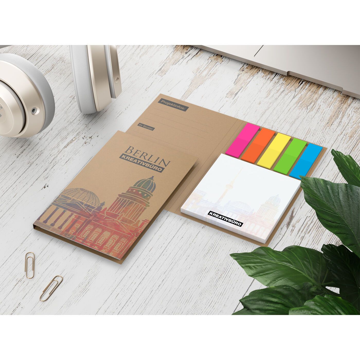 Haftnotiz-Set Berlin, Filmmarker, Naturkarton braun-individuell-141