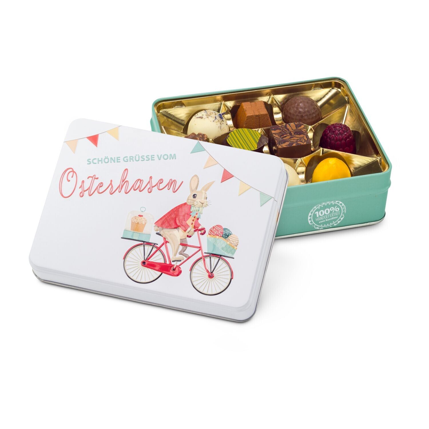 Hasenvater auf dem Fahrrad - Pralinendose mit 125 g-771