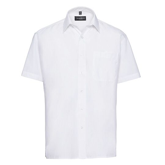 Men's Short Sleeve Classic Polycotton Poplin Shirt - white-272
